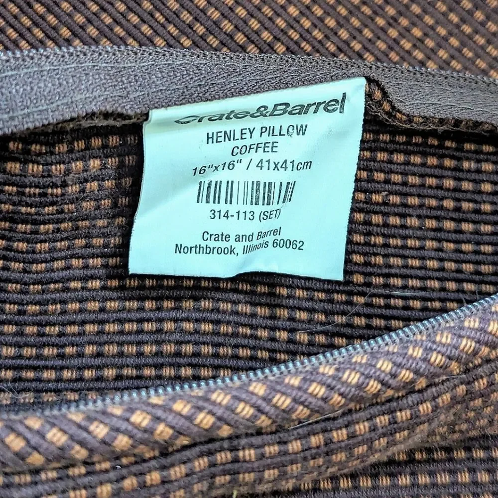 Crate&Barrel Henley Pillow Covers Thick Cotton Zip Off Set of 3